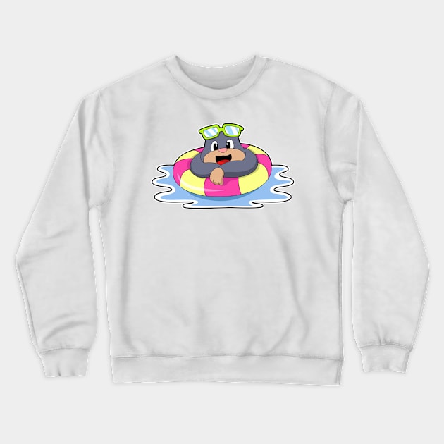 Mole at Swimming with Swim ring Crewneck Sweatshirt by Markus Schnabel